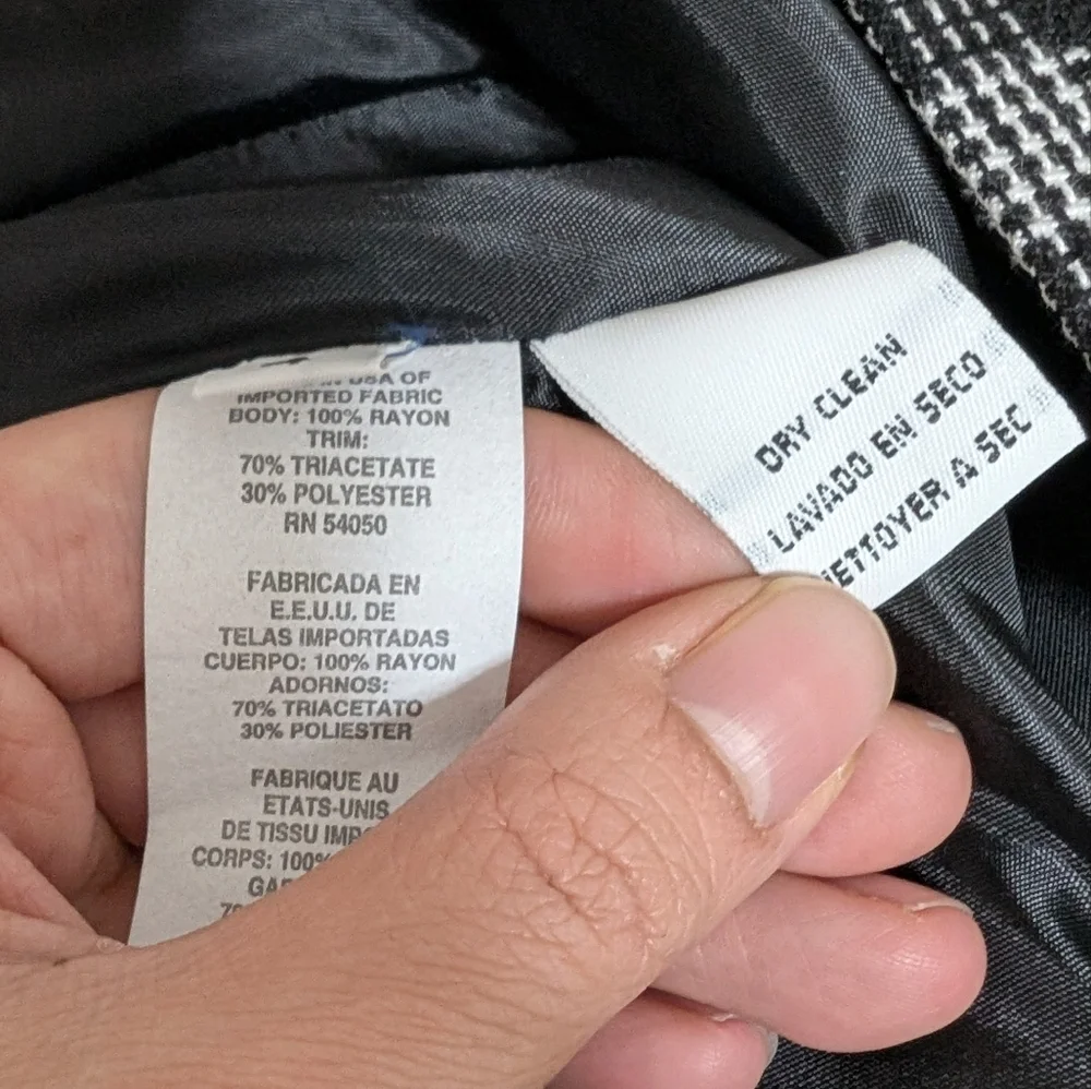 Christian Dior vintage plaid black and white check blazer size 4